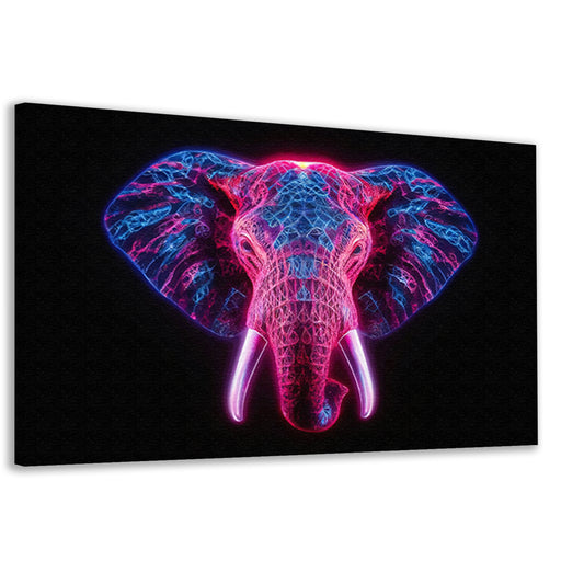 Neon olifant in futuristische abstracte kunst canvas