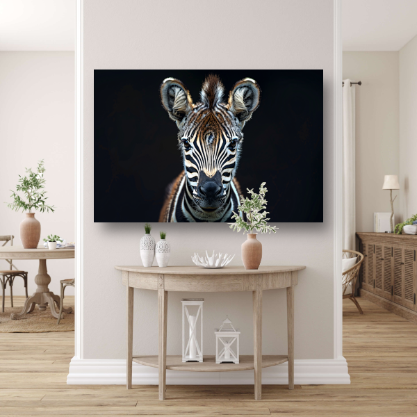 Intieme close-up van een zebra canvas