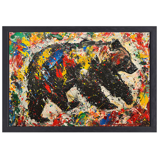 Kleurrijk modern schilderij van een beer canvas met baklijst