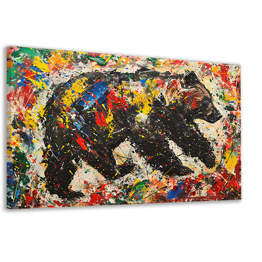 Kleurrijk modern schilderij van een beer canvas