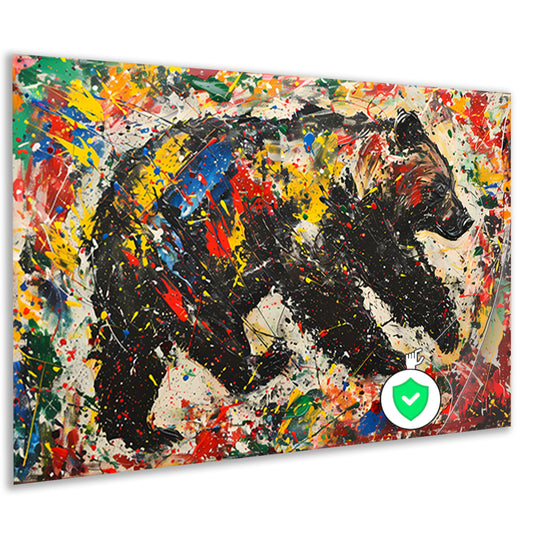 Kleurrijk modern schilderij van een beer poster