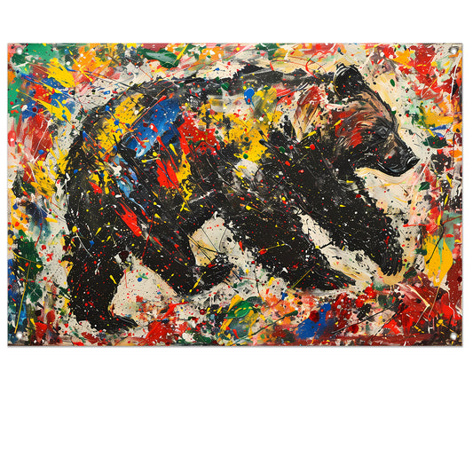 Kleurrijk modern schilderij van een beer tuinposter