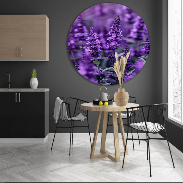 Close-up van paarse lavendel in bloei forex muurcirkel