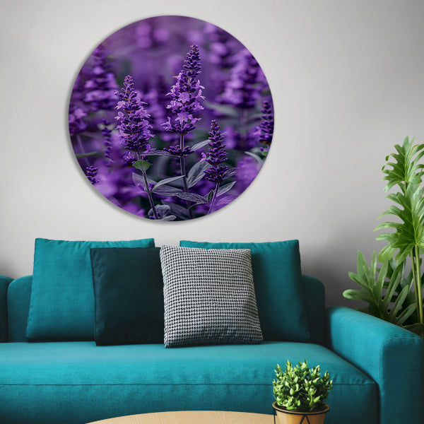 Close-up van paarse lavendel in bloei forex muurcirkel