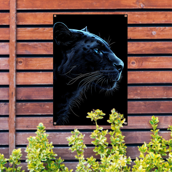 Portret van een zwarte panter in de nacht tuinposter