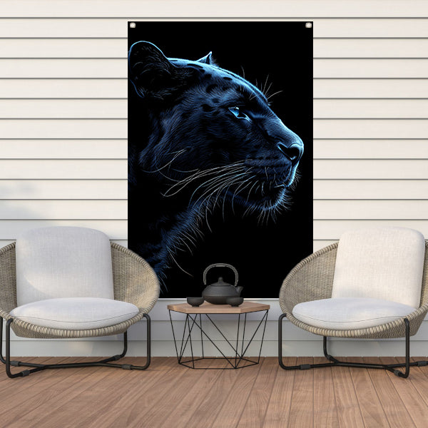 Portret van een zwarte panter in de nacht tuinposter