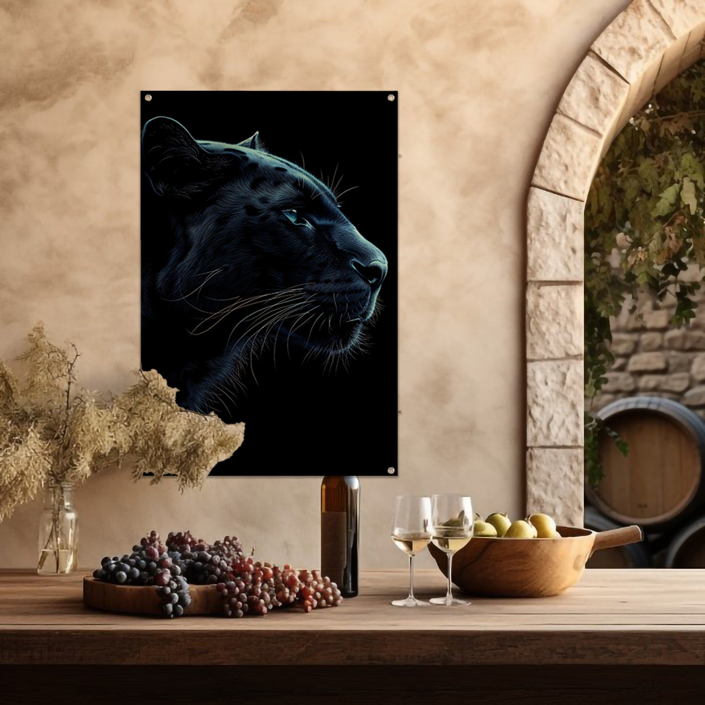 Portret van een zwarte panter in de nacht tuinposter