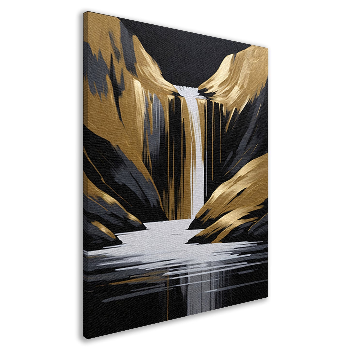 Gouden Accenten Abstracte Waterval Monochroom canvas