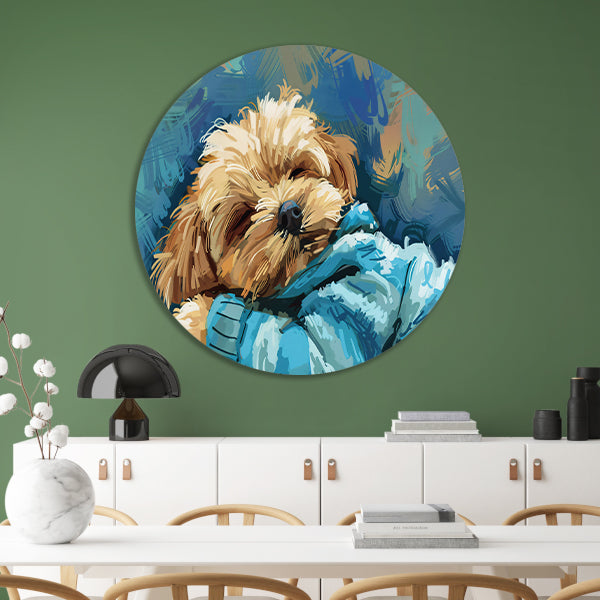 Slapende hond in abstracte kunststijl forex muurcirkel