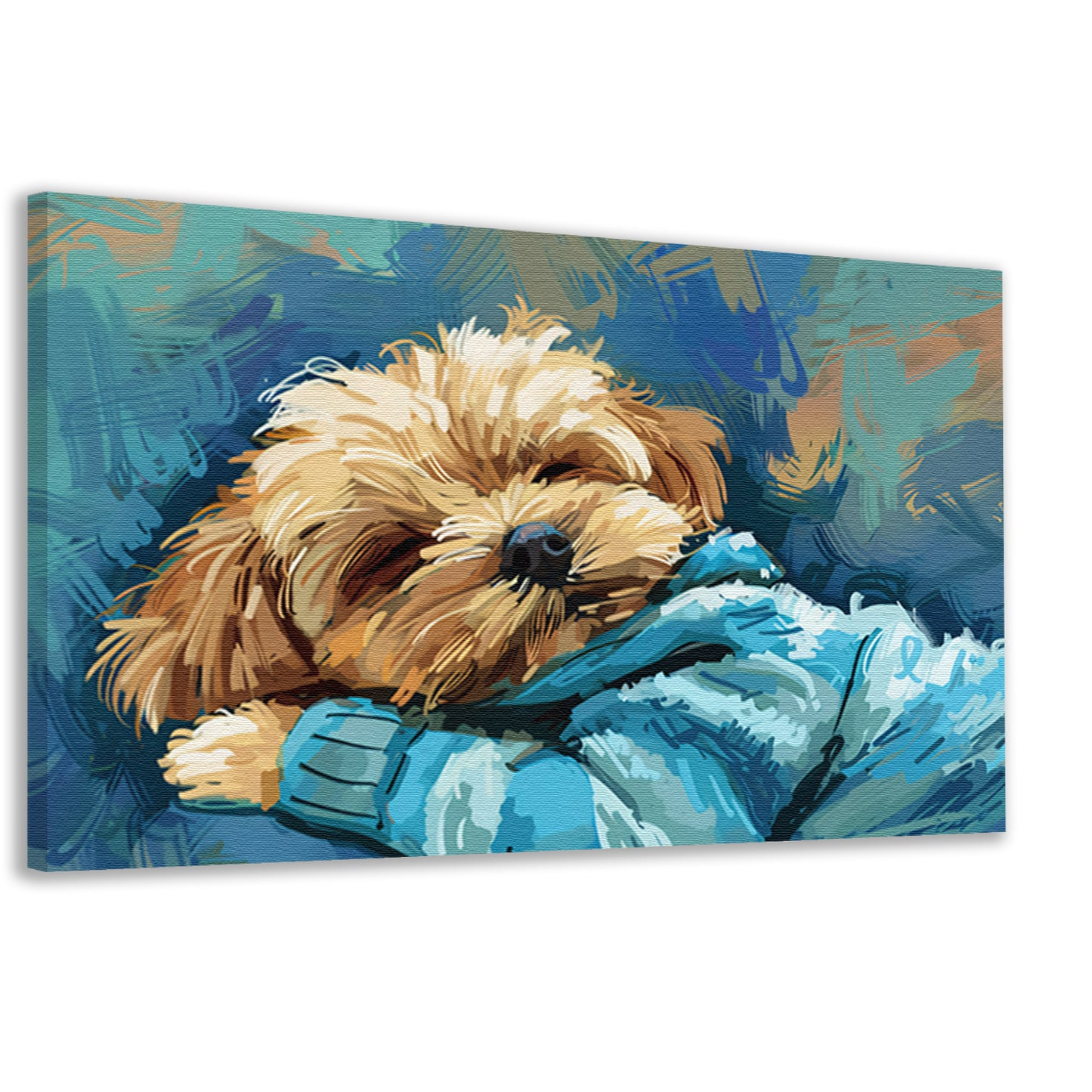 Slapende hond in abstracte kunststijl canvas
