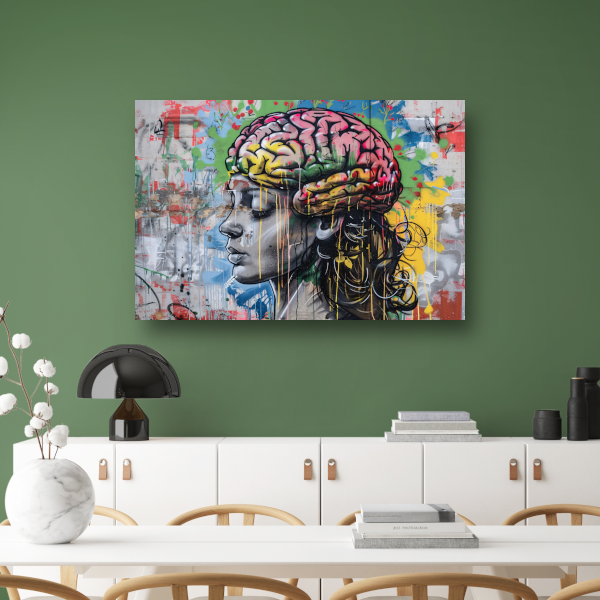 Kleurrijke verbeelding van de menselijke geest acrylglas