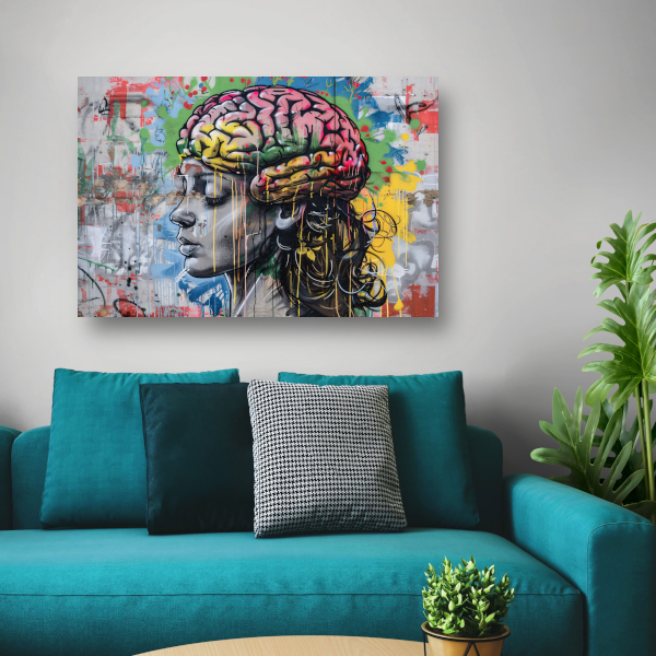 Kleurrijke verbeelding van de menselijke geest canvas