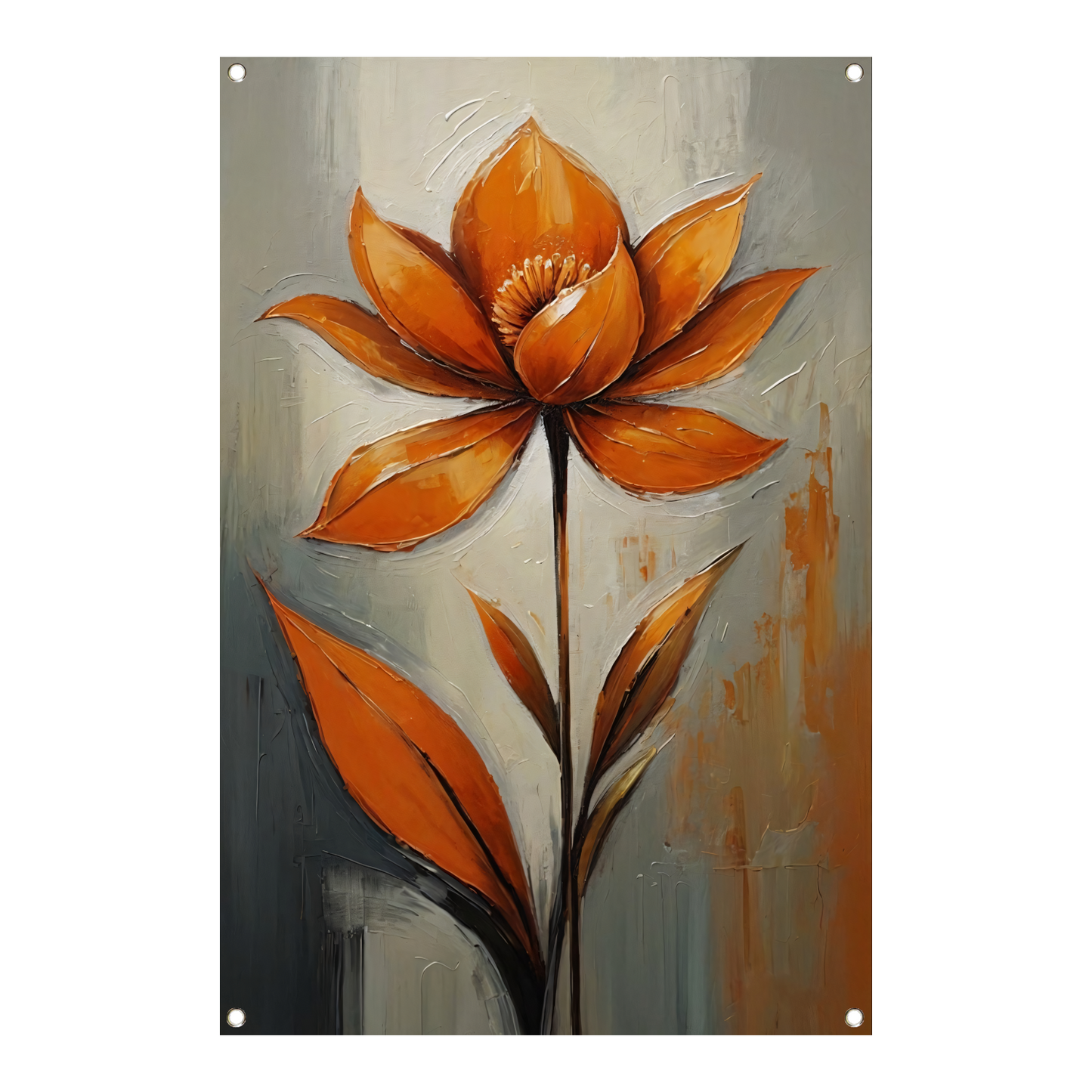 Oranje Bloesem Impressie op Grijs tuinposter