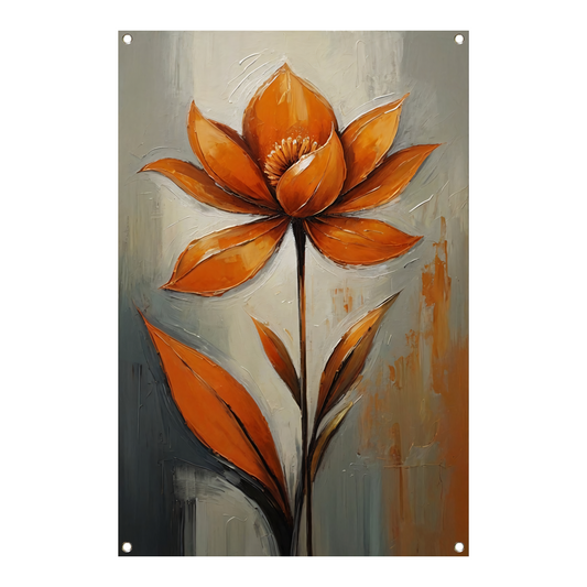 Oranje Bloesem Impressie op Grijs tuinposter