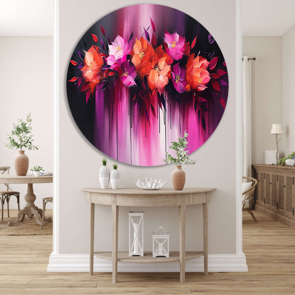 Abstracte kleurrijke bloemen op donkere achtergrond forex muurcirkel