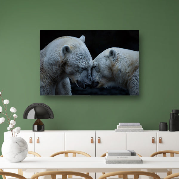 Close-up portret van twee poolberen canvas