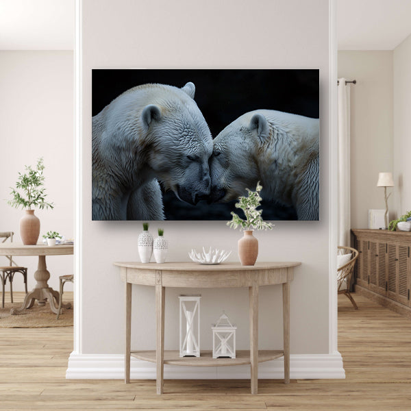 Close-up portret van twee poolberen canvas met baklijst