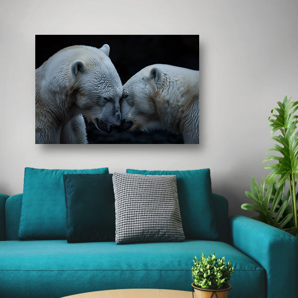 Close-up portret van twee poolberen canvas