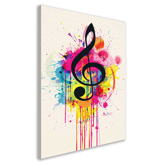 Abstract G-sleutel met Kleurrijk verfspatten canvas
