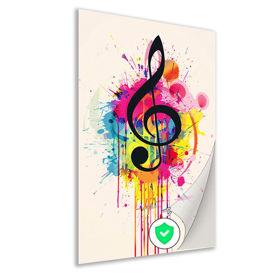 Abstract G-sleutel met Kleurrijk verfspatten poster