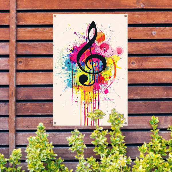 Abstract G-sleutel met Kleurrijk verfspatten tuinposter