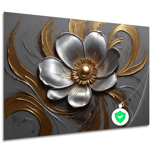 Gouden en Zilveren Bloem in Relief poster