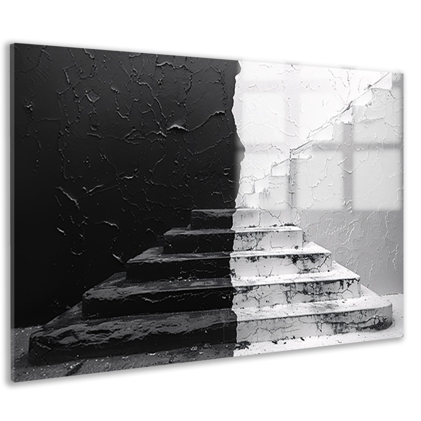 Zwart wit trappenhuis acrylglas