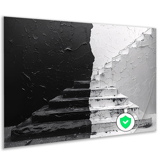 Zwart wit trappenhuis poster