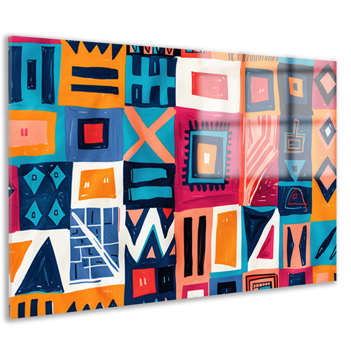 Levendig geometrisch patroon met kleurrijke accenten acrylglas