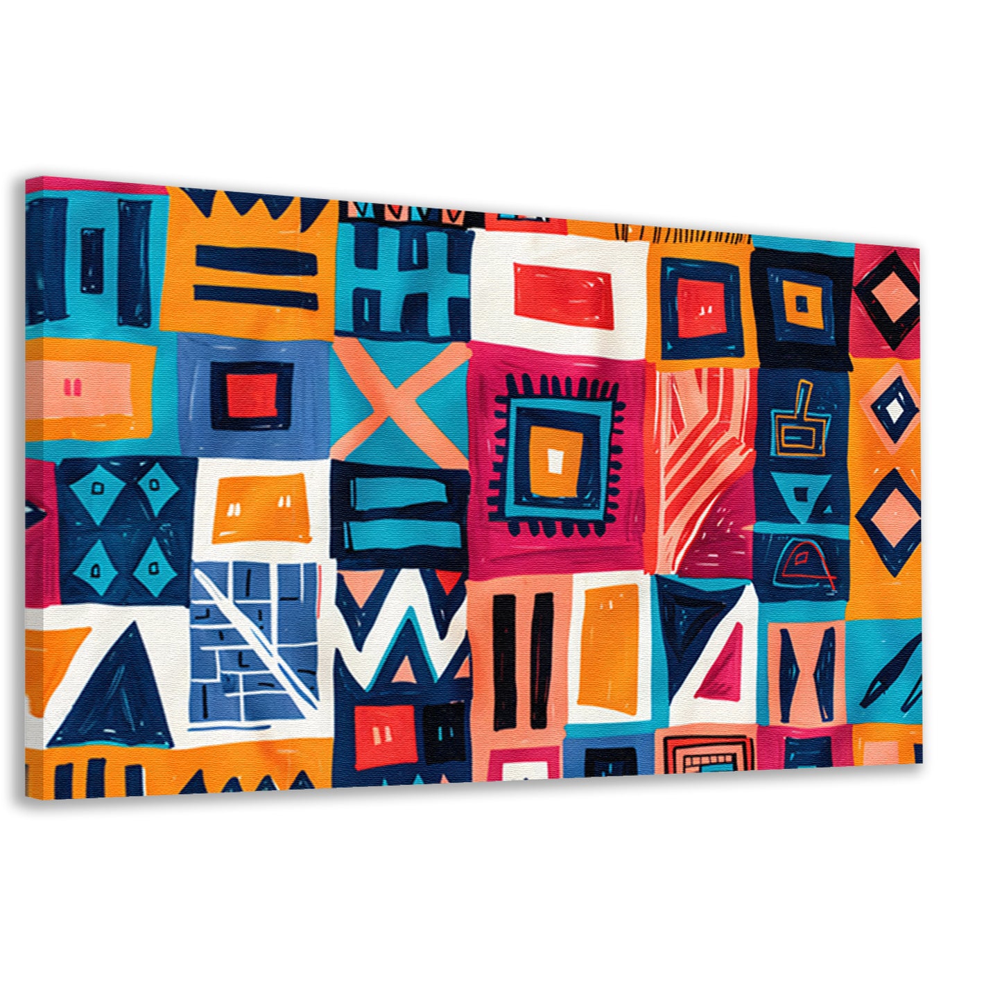 Levendig geometrisch patroon met kleurrijke accenten canvas