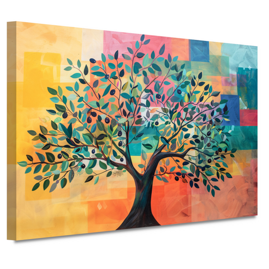 Kleurrijk Abstracte Boomlandschap canvas