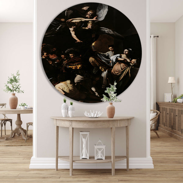 De Zeven Werken van Barmhartigheid - Caravaggio aluminium muurcirkel