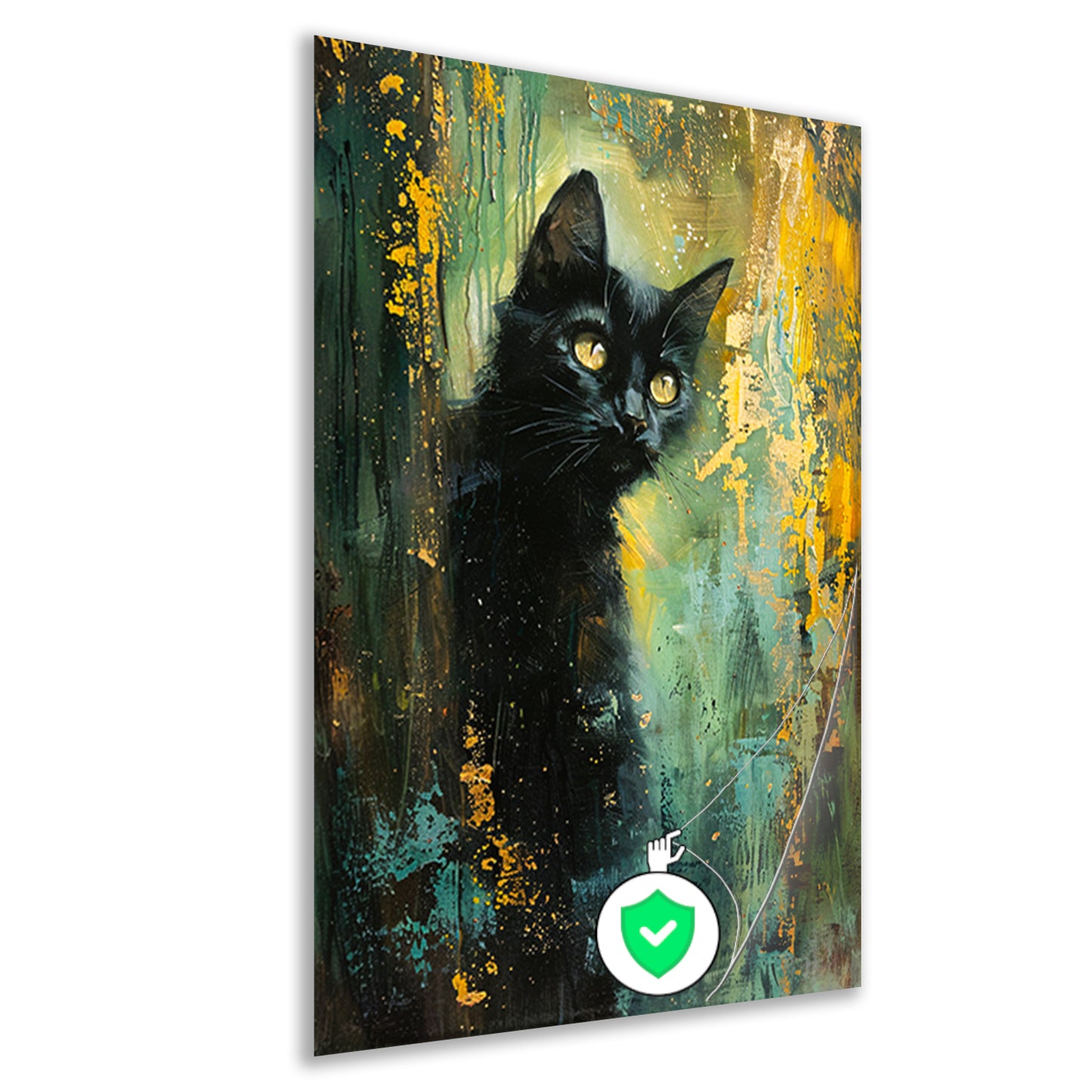 Elegante zwarte kat met dynamische achtergrond poster
