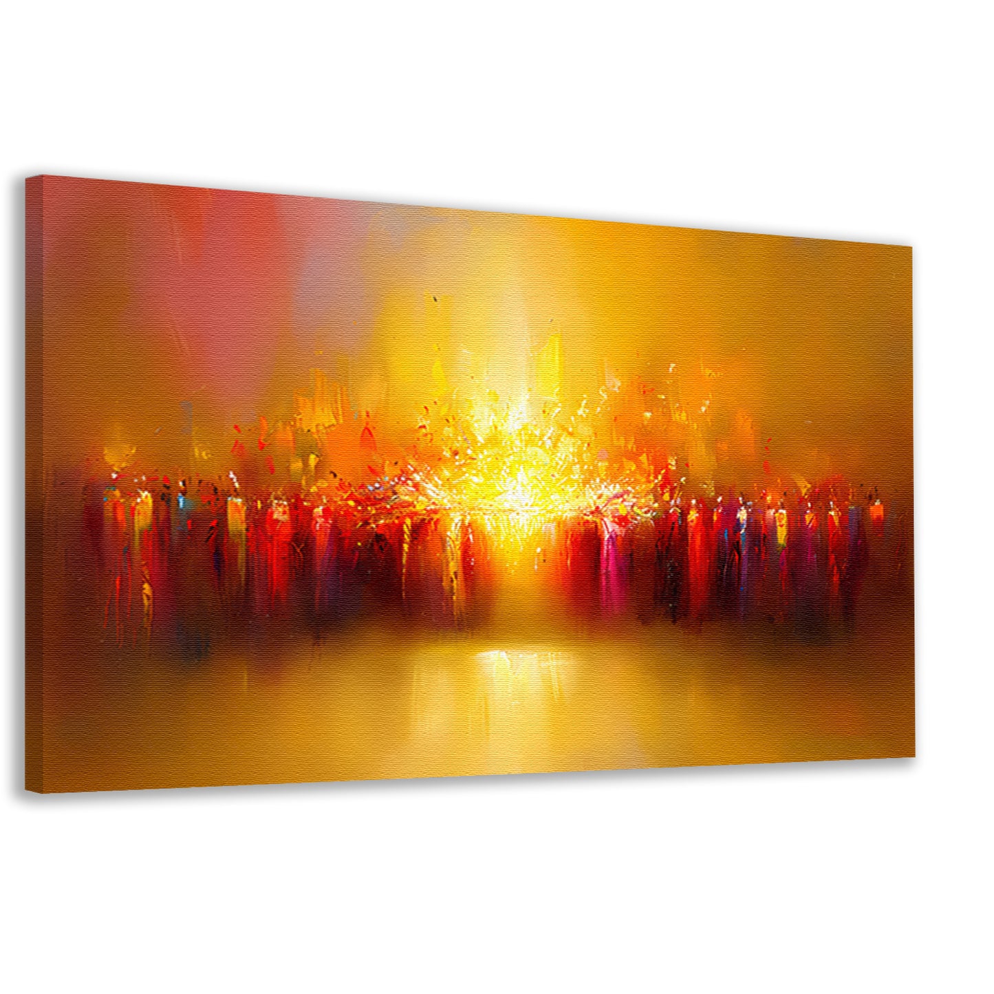 Abstracte kleurenexplosie met vulkaan thema canvas