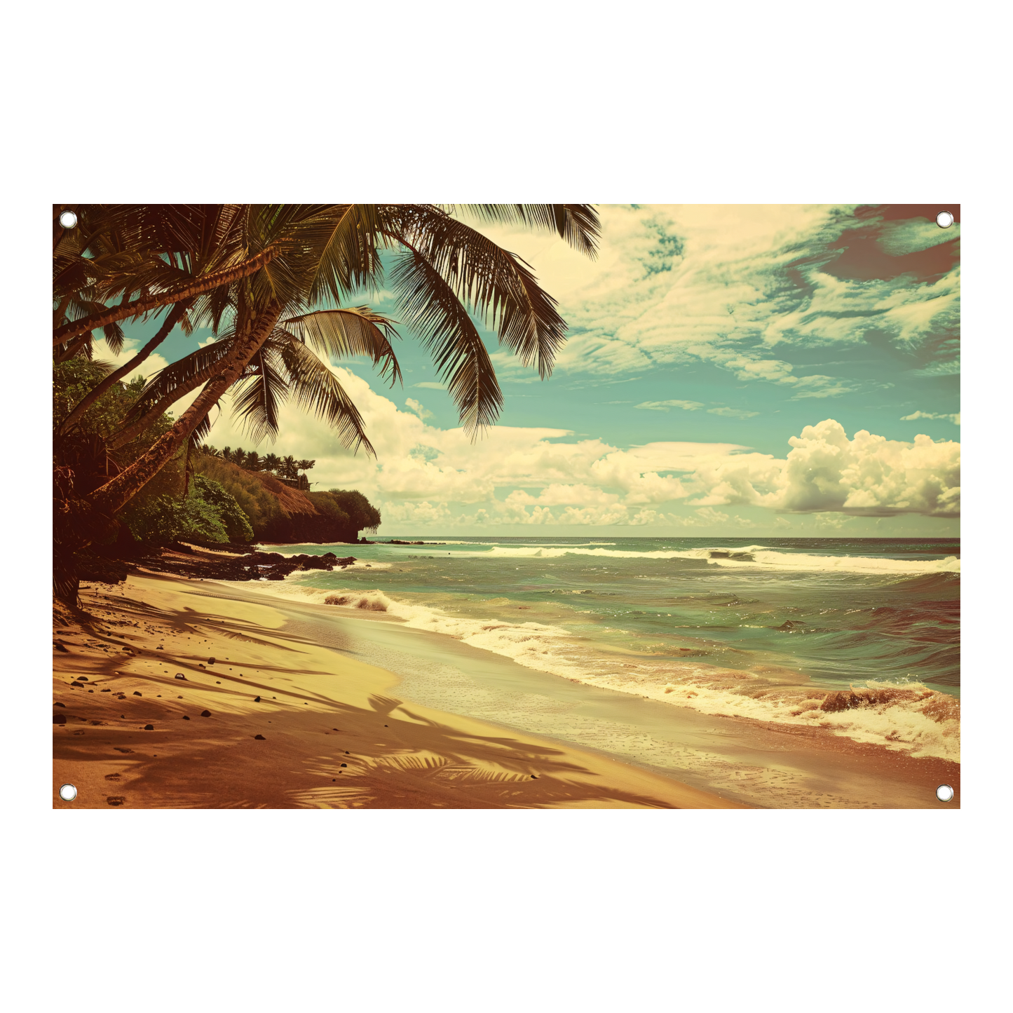 Tropisch Strand met Palmbomen tuinposter
