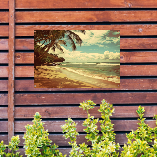 Tropisch Strand met Palmbomen tuinposter