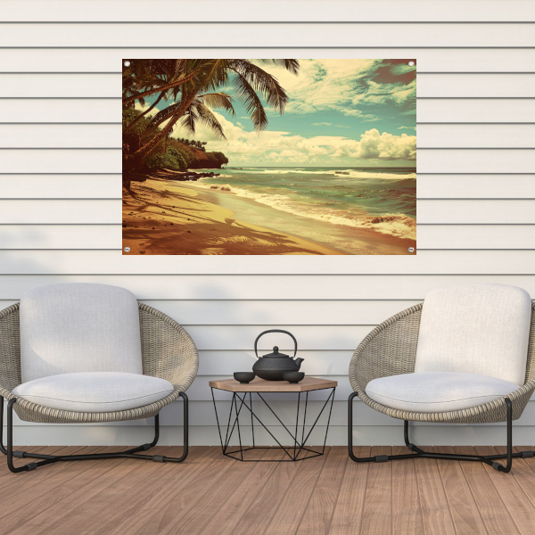 Tropisch Strand met Palmbomen tuinposter