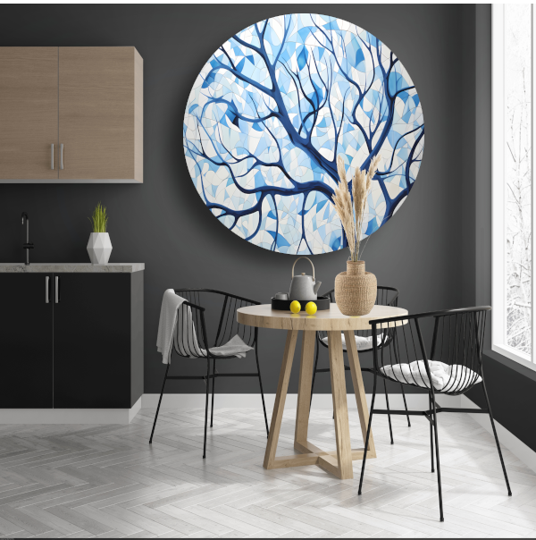Abstracte Weergave van Blauwe Boomtakken forex muurcirkel