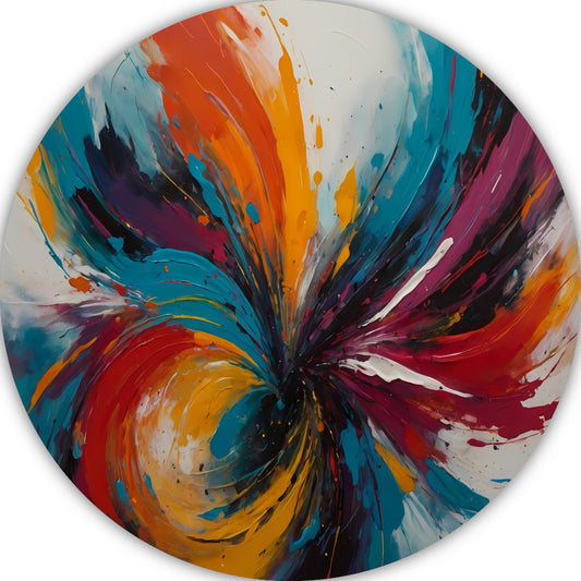 Dynamische Dans van Abstracte Kleuren aluminium muurcirkel