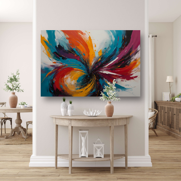 Dynamische Dans van Abstracte Kleuren canvas met baklijst