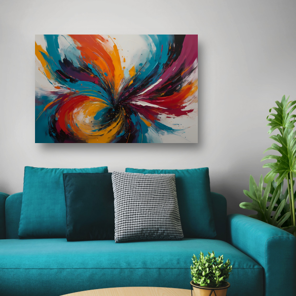 Dynamische Dans van Abstracte Kleuren canvas met baklijst