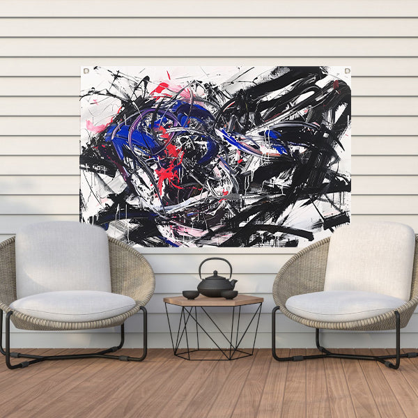 Dynamisch abstract kunstwerk met levendige kleuren tuinposter