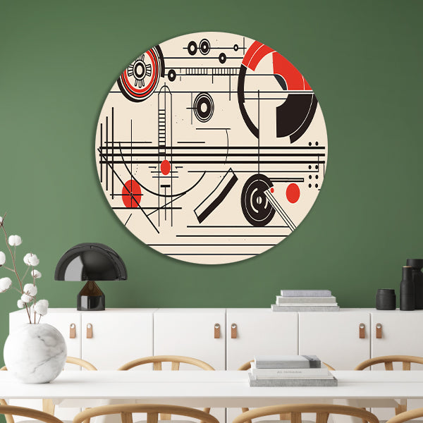 Geometrisch abstract ontwerp met cirkels en lijnen aluminium muurcirkel