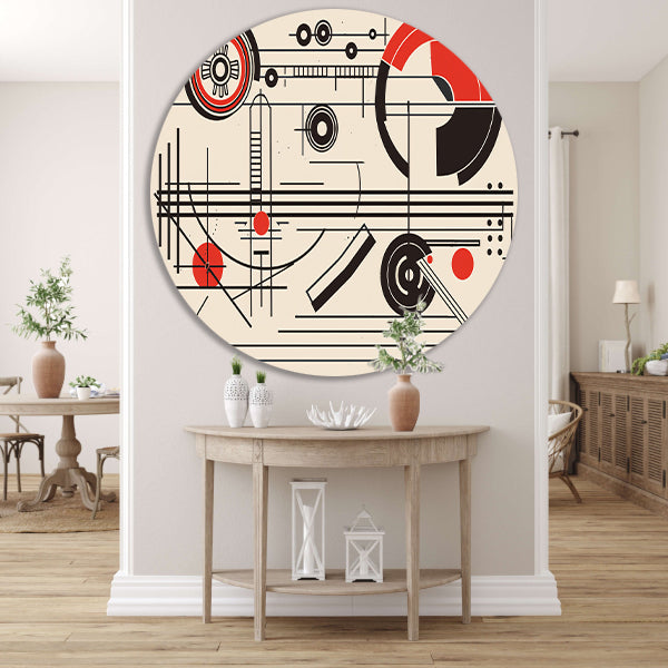 Geometrisch abstract ontwerp met cirkels en lijnen aluminium muurcirkel
