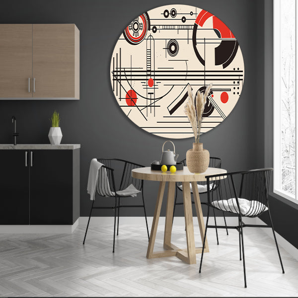 Geometrisch abstract ontwerp met cirkels en lijnen aluminium muurcirkel