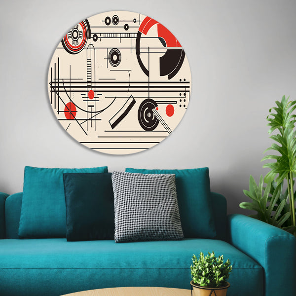 Geometrisch abstract ontwerp met cirkels en lijnen aluminium muurcirkel