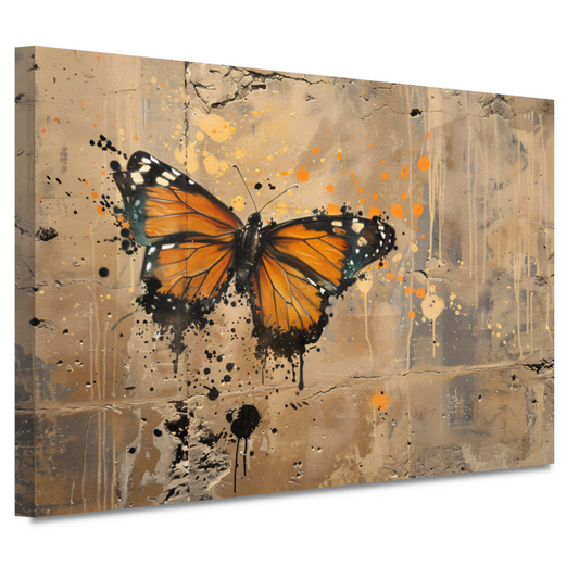 Minimalistische Vlinder op Betonnen Muur canvas