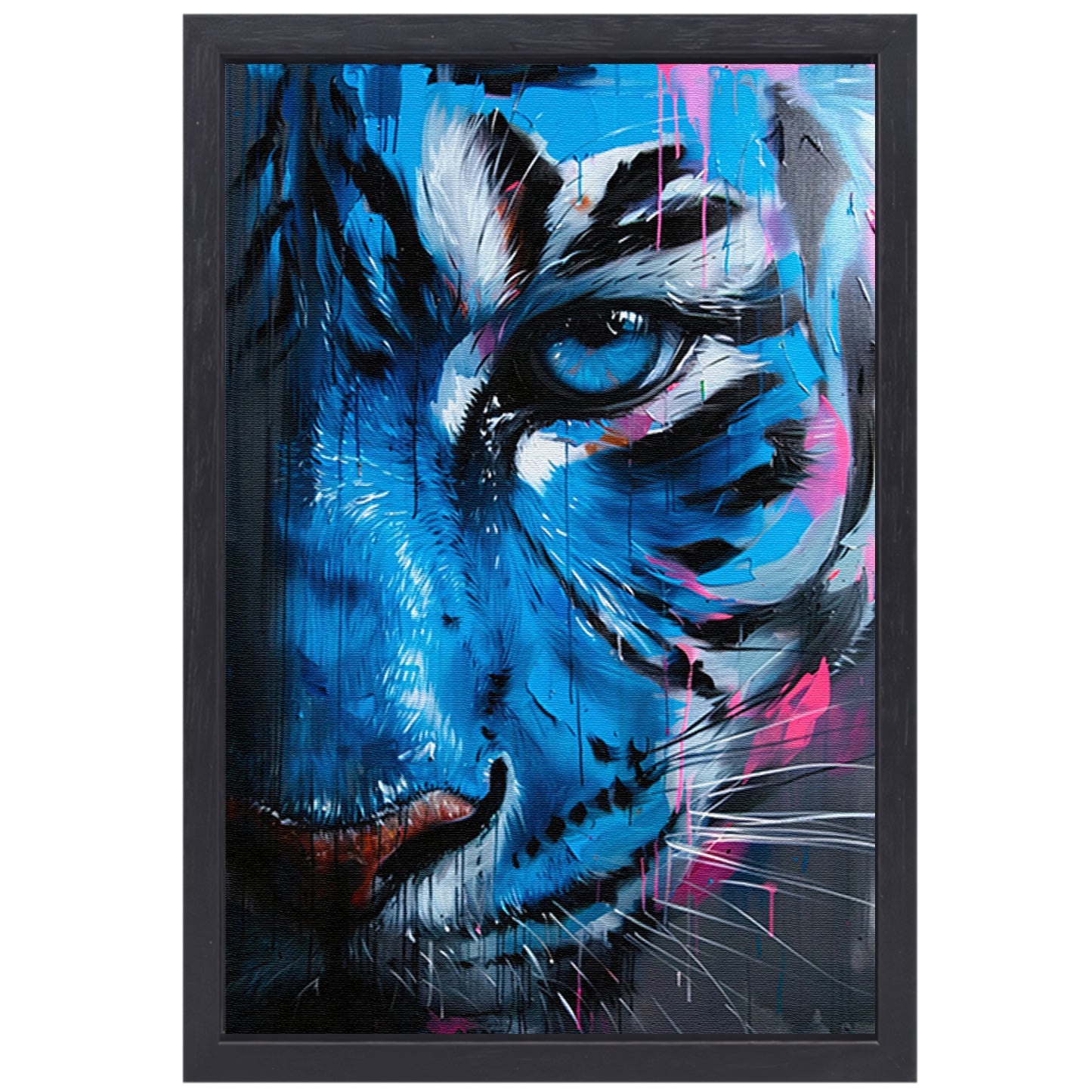 Levendige abstracte tijger in graffiti stijl canvas met baklijst