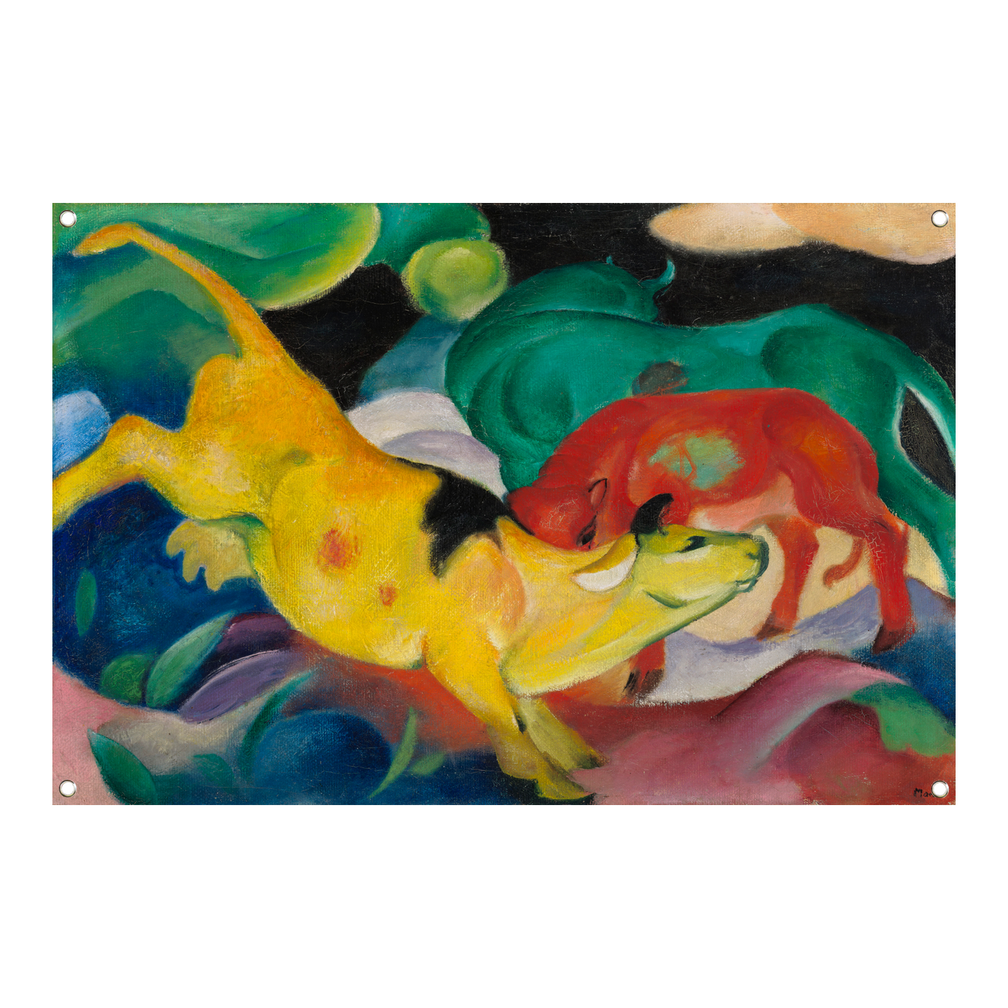 Koeien Rood Groen Geel - Franz Marc tuinposter