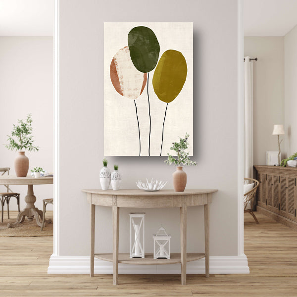 Minimalistisch Abstract Kunstwerk met Drie Ballonnen canvas